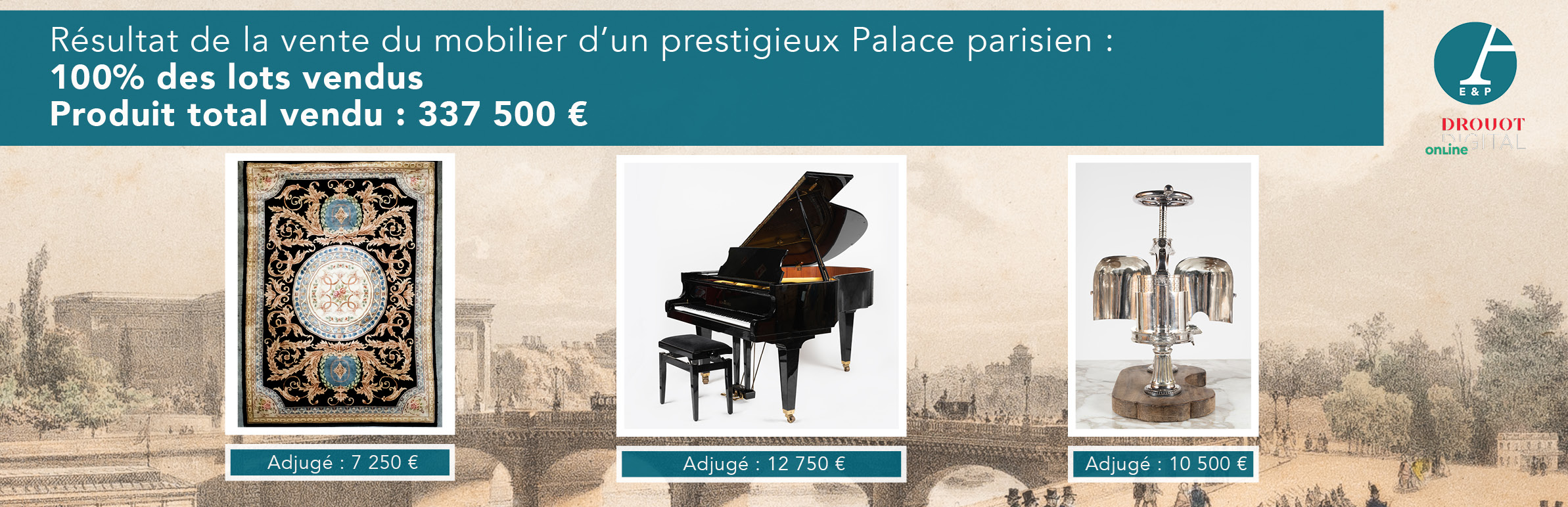 Vente aux enchères du mobilier d'un prestigieux Palace parisien